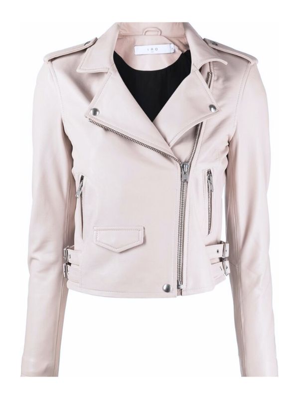 Vanessa Morgan White Leather Biker Jacket