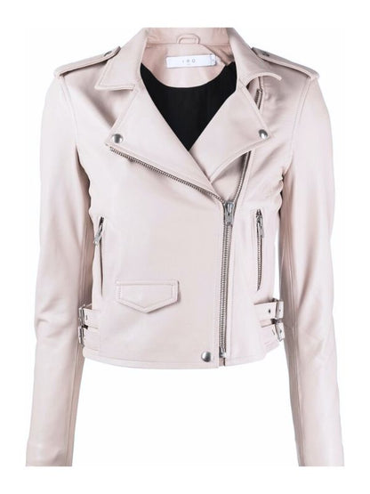 Vanessa Morgan White Leather Biker Jacket