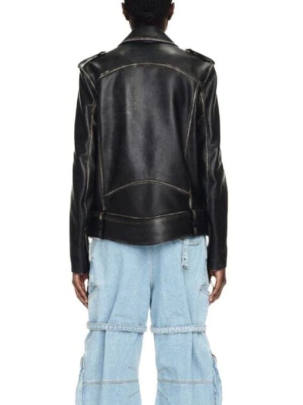 Vintage Black Oversized Leather Jacket