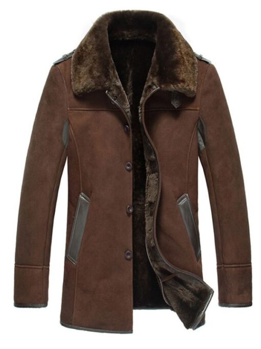 Men Shearling Reacher Leather Brown Coat