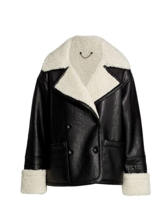 Women Black Leather Jacket With Fur