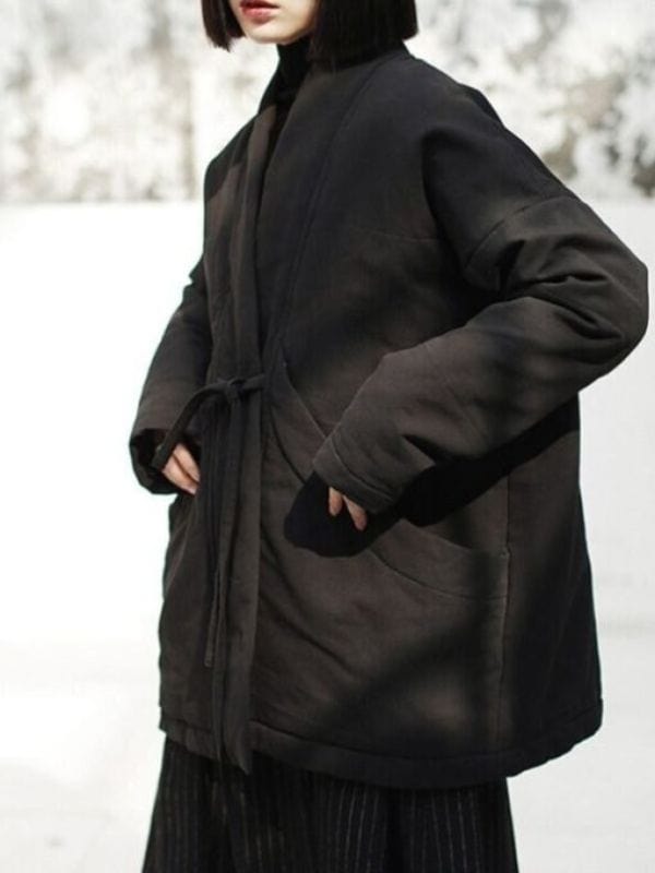 Women Black Padded Oversized Cotton Jacket 