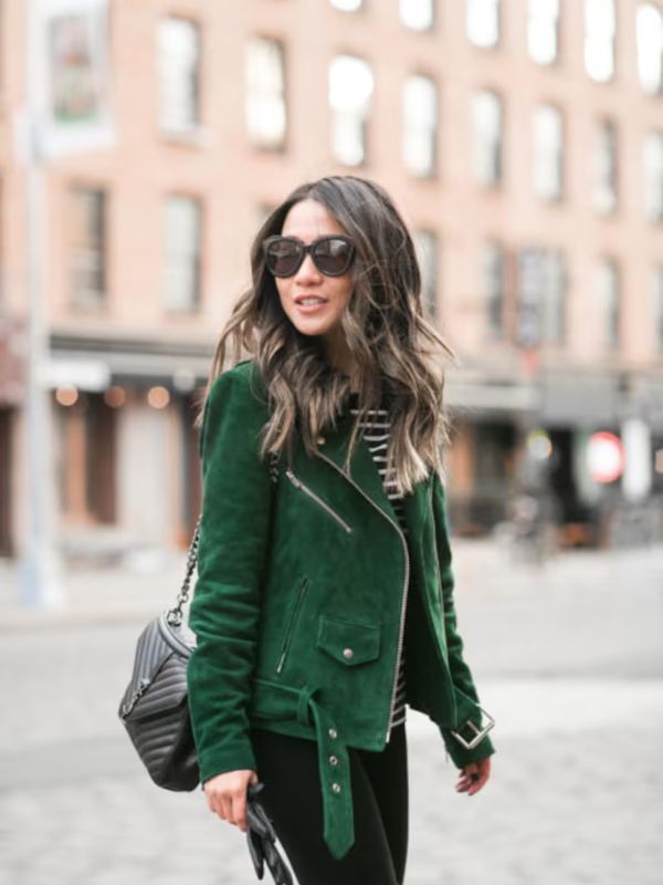 Women & Girl's Cropped Motor Biker Suded Jacket