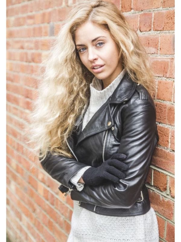 Women's 80 Style Classic Lambskin Biker Black Jacket