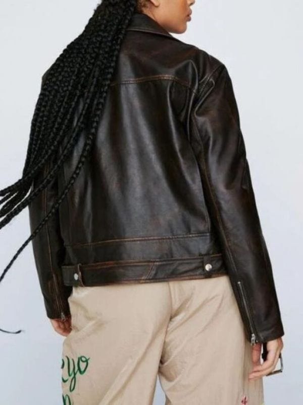 Women's 90s Oversized Brown Leather Jacket