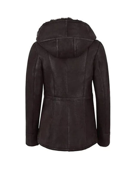 Women's Hooded Fur Shearling Long Jacket