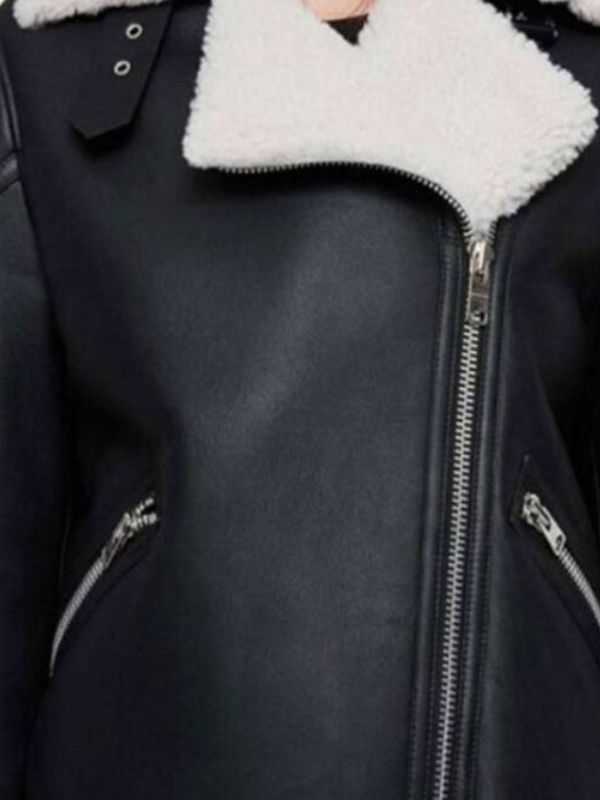 Women's Shearling Black Leather Jacket 