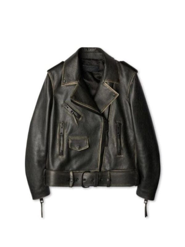 Women's Vintage Oversize Black Biker Jacket