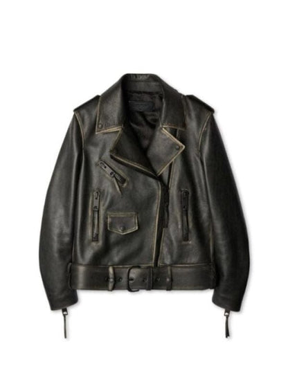 Women's Vintage Oversize Black Biker Jacket
