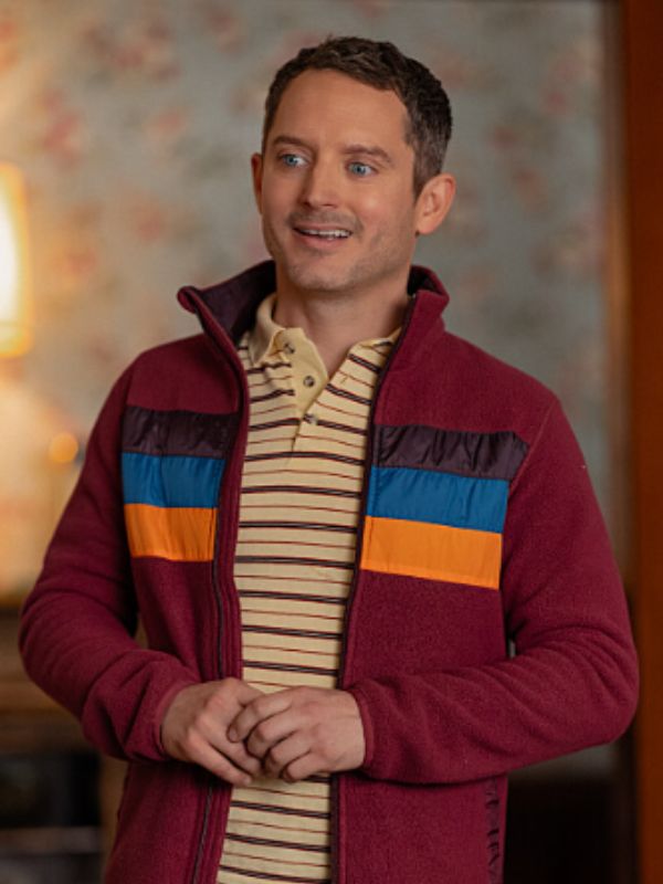 Yellowjackets S03 Elijah Wood Striped Jacket Maroon