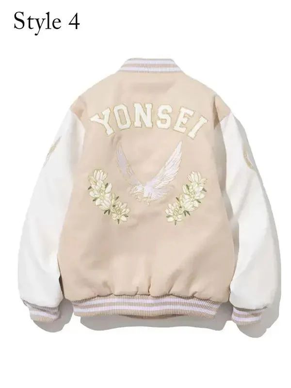 Yonsei University Beige Varsity Jacket