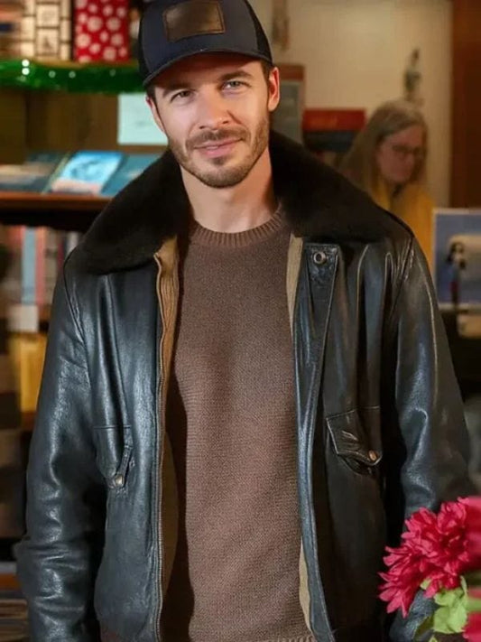 A Cherry Pie Christmas Ryan Carnes Black Shearling Jacket
