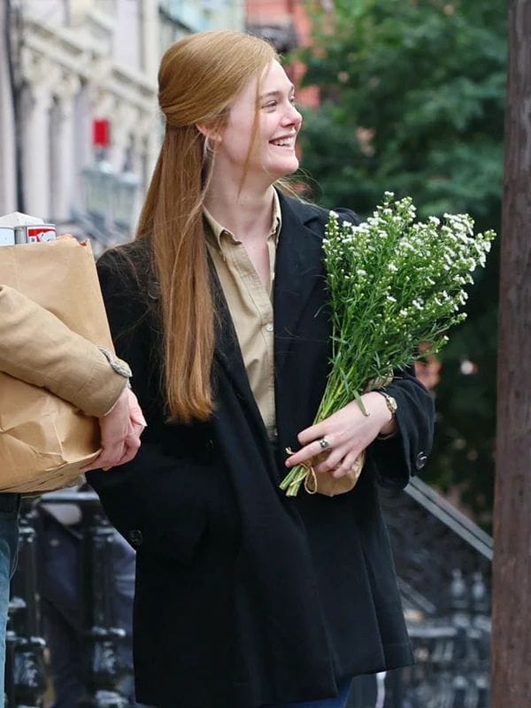 A Complete Unknown Elle Fanning Black Coat Sylvie Russo A Complete Unknown Elle Fanning Black Coat