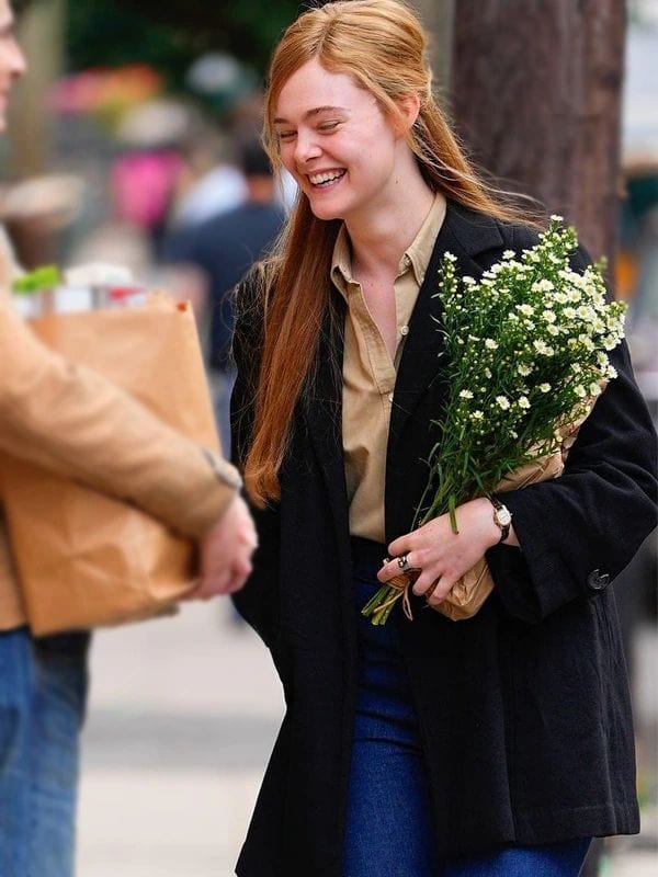 A Complete Unknown Elle Fanning Black Coat Sylvie Russo A Complete Unknown Elle Fanning Black Coat