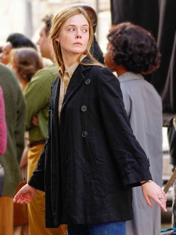 A Complete Unknown Elle Fanning Black Coat Sylvie Russo A Complete Unknown Elle Fanning Black Coat