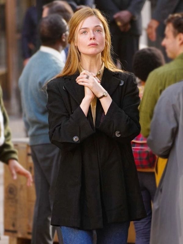 A Complete Unknown Elle Fanning Black Coat Sylvie Russo A Complete Unknown Elle Fanning Black Coat