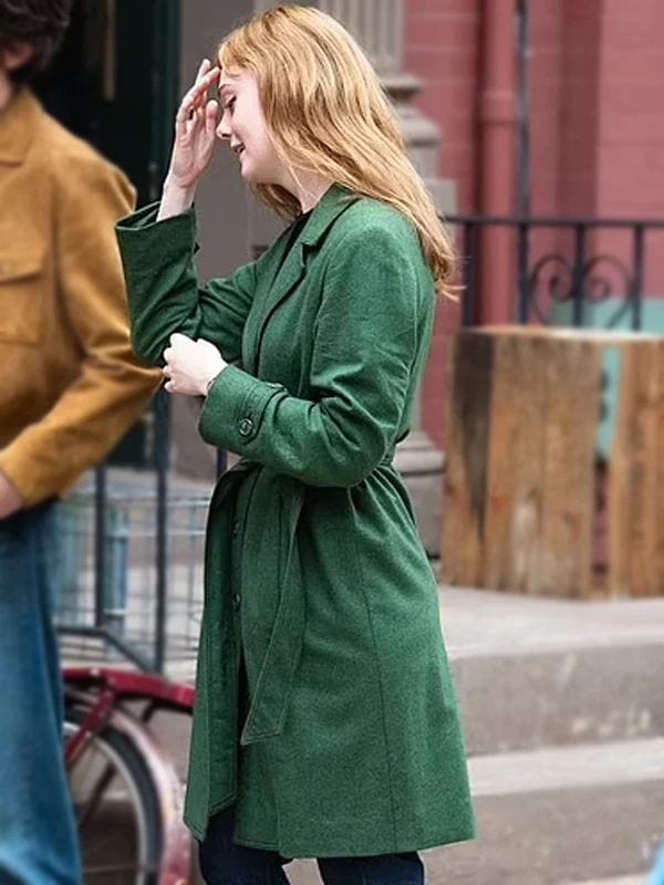 A Complete Unknown Elle Fanning Green Coat Sylvie Russo A Complete Unknown Elle Fanning Green Coat