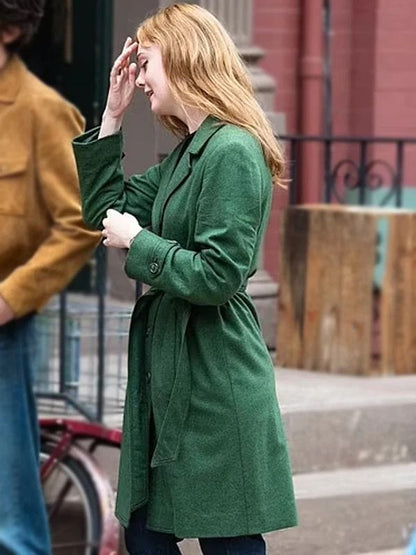 A Complete Unknown Elle Fanning Green Coat Sylvie Russo A Complete Unknown Elle Fanning Green Coat