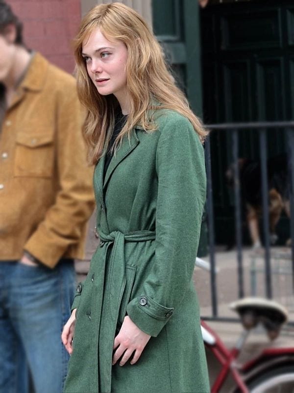 A Complete Unknown Elle Fanning Green Coat Sylvie Russo A Complete Unknown Elle Fanning Green Coat