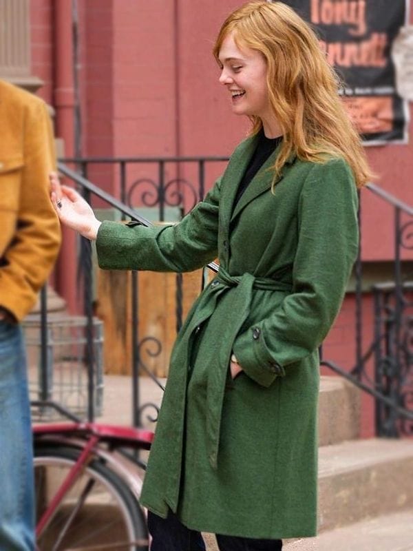 A Complete Unknown Elle Fanning Green Coat Sylvie Russo A Complete Unknown Elle Fanning Green Coat
