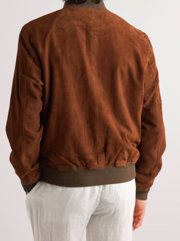 Jeff Daniels A Man In Full Charlie Croker Brown Suede Bomber Jacket