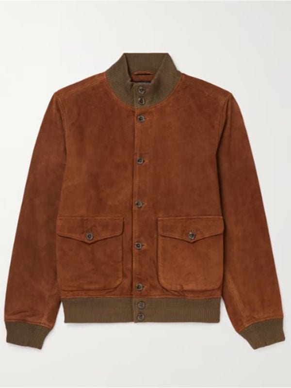 Jeff Daniels A Man In Full Charlie Croker Brown Suede Bomber Jacket