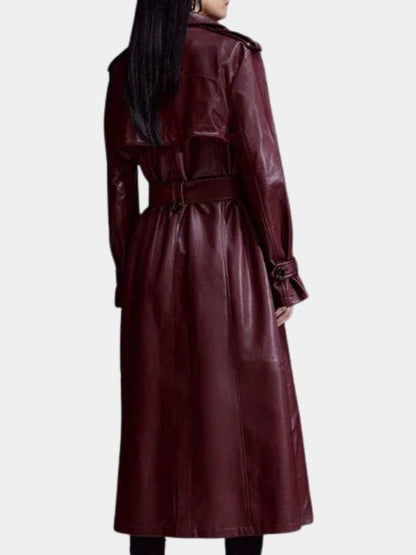 A Merry Little Ex-Mas Jameela Jamil Leather Coat Burgundy