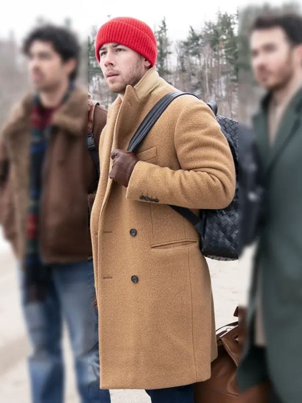 A Very Jonas Christmas Movie Nick Jonas Brown Coat