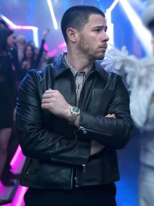 A Very Jonas Christmas Movie Nick Jonas Leather Jacket