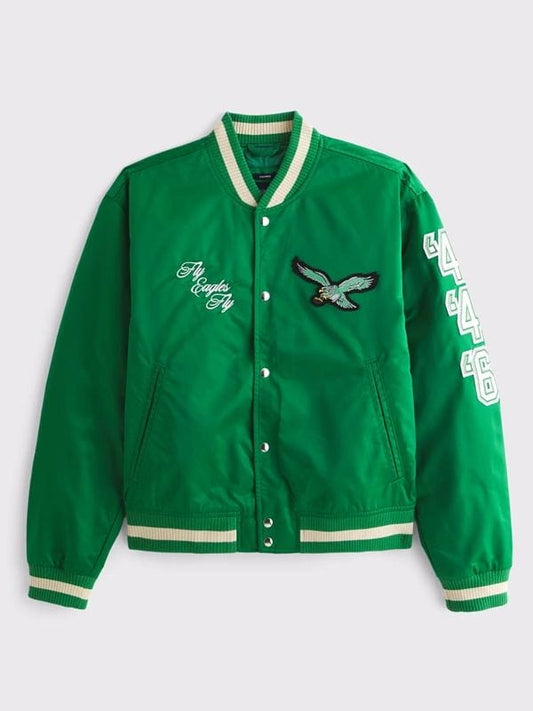 Abercrombie Eagles Varsity Bomber Jacket Abercrombie Eagles Varsity Bomber Jacket Green