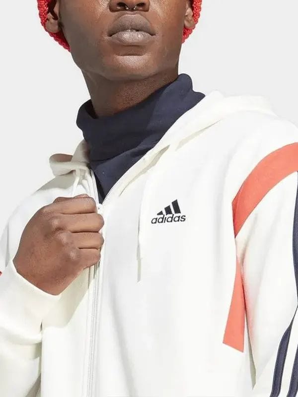 Adidas Colorblock Full-Zip Hoodie White