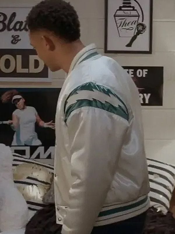 All American Homecoming Damon Sims White Bomber Jacket All American Homecoming Damon Sims White Bomber Jacket