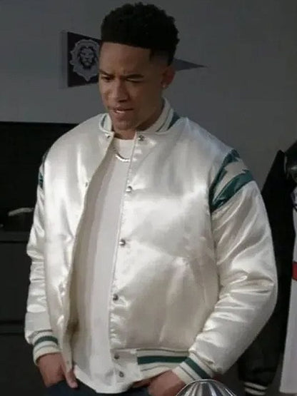 All American Homecoming Damon Sims White Bomber Jacket All American Homecoming Damon Sims White Bomber Jacket