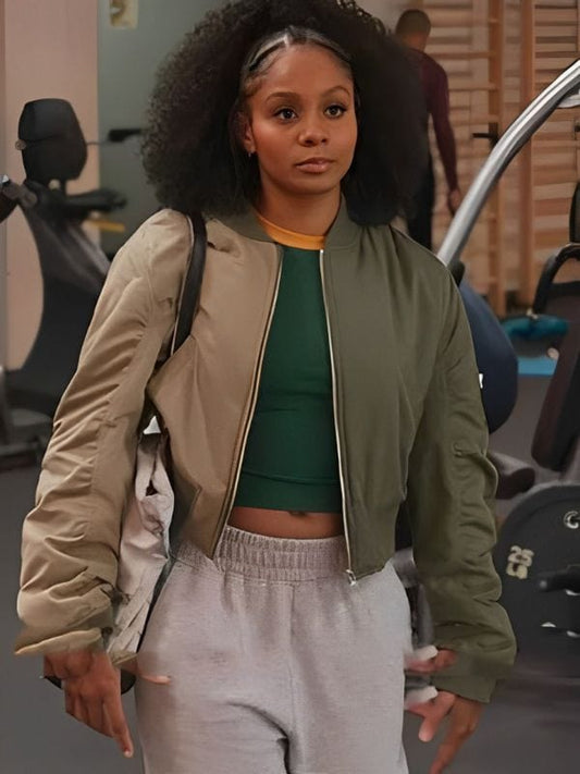 All American Homecoming Geffri Maya Green Bomber Jacket All American Homecoming Geffri Maya Green Bomber Jacket