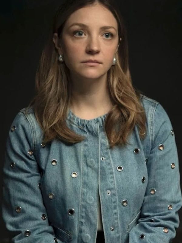 All Her Fault S01 Lia Irvine Denim Eyelet Jacket Blue