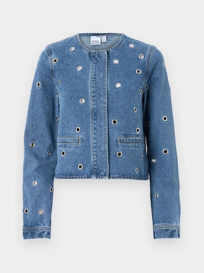 All Her Fault S01 Lia Irvine Denim Eyelet Jacket Blue