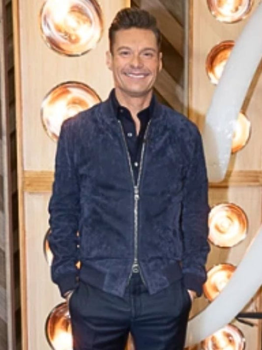 American Idol 2025 Ryan Seacrest Blue Bomber Jacket American Idol 2025 Ryan Seacrest Blue Bomber Jacket