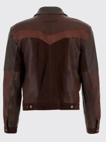 American Idol S23 Luke Bryan Brown Leather Trucker Jacket