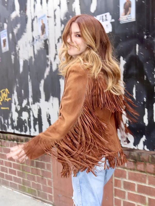 Aya Cash Brown Suede Fringe Jacket