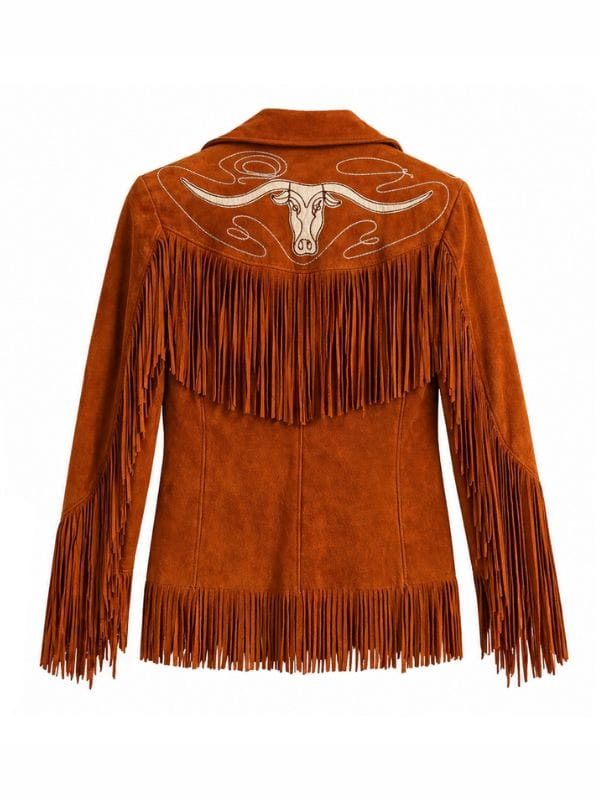 Aya Cash Brown Suede Fringe Jacket