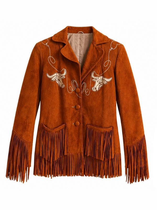 Aya Cash Brown Suede Fringe Jacket