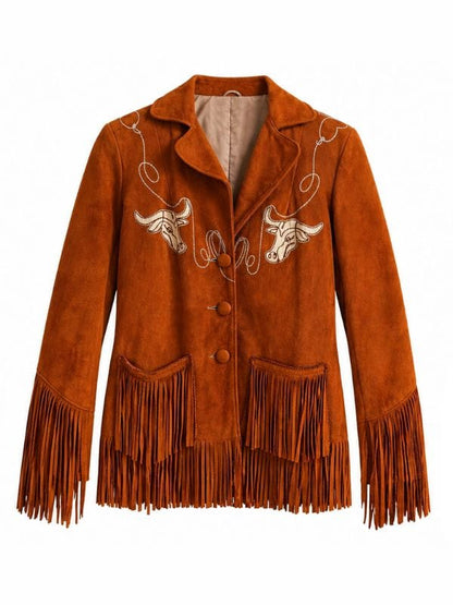 Aya Cash Brown Suede Fringe Jacket