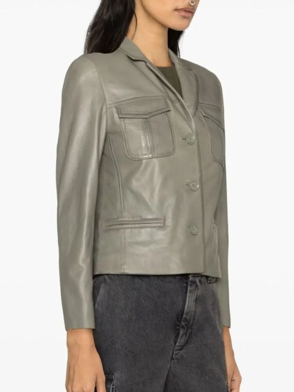 Ballard S01 Courtney Taylor Grey Leather Jacket - Shop Now