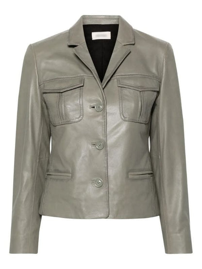 Ballard S01 Courtney Taylor Grey Leather Jacket - Shop Now