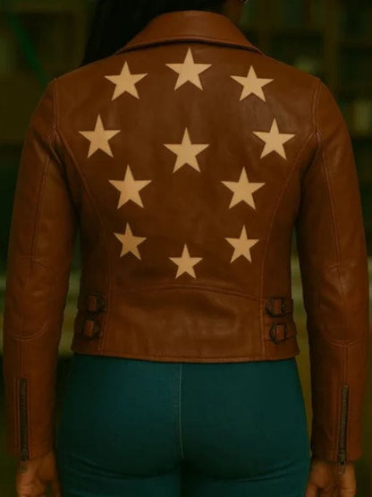 Ballard S01 Samira Parker Star Leather Jacket Brown