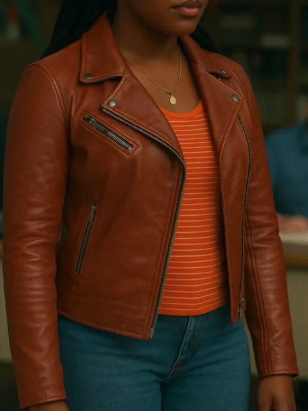 Ballard S01 Samira Parker Star Leather Jacket Brown