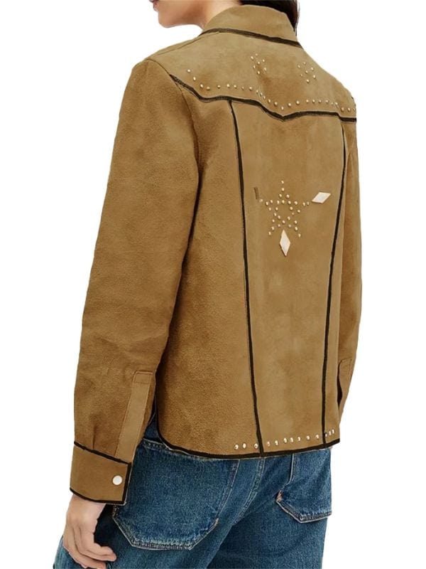 Ballard S01 Victoria Moroles Suede Trucker Jacket Brown
