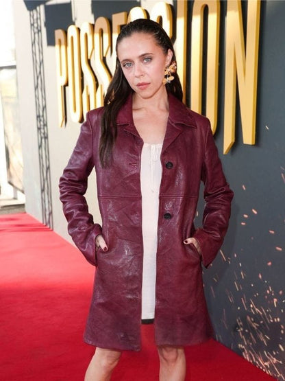 Bel Powley Possession Screening 2026 Leather Coat