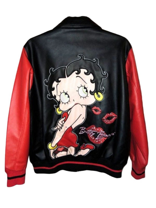 Betty Boop Varsity Bomber Leather Jacket