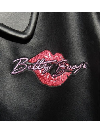 Betty Boop Varsity Bomber Leather Jacket